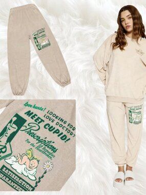 Boys Lie Love Hurts Terry Sweatpants Sand XS Graphic Joggers